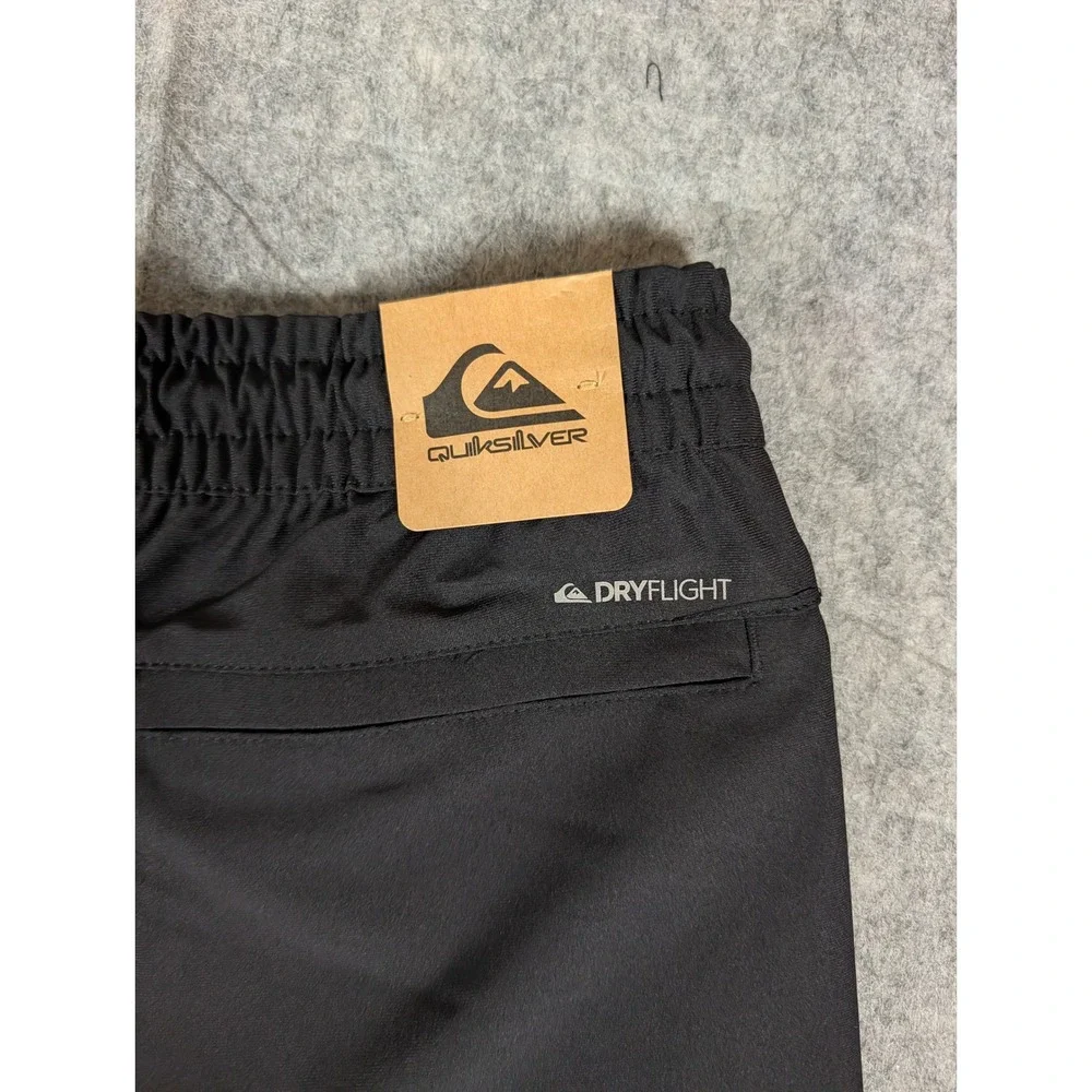 Quiksilver DryFlight Mens Black Active Training Shorts Zipper Pockets EQYFB03093